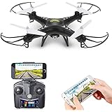 Holy Stone HS110 FPV RC Drone with Camera 720P HD Live Video WiFi 2.4GHz 4CH 6-Axis Gyro RC Quadcopter with Altitude Hold, One Key Return and Headless Mode Function RTF, Color Black