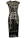 Vijiv 1920s Vintage Inspired Sequin Embellished Fringe Long Gatsby Flapper Dress, Glam Gold, L