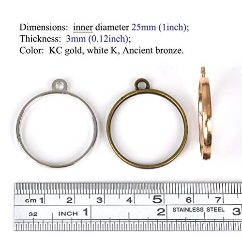 OBSEDE Round Open Bezel Pendants Charms Resin Molds for Jewelry Findings Pressed Flower Frame Hollow Trays 25mm 30pcs