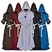 Wonderoy Men's friar Medieval Monk Priest Robe Pastor Halloween Hooded Cape Costume Cloak XL Black