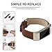 iGK Leather Replacement Bands Compatible for Fitbit Charge 2, Genuine Leather Wristbands Coffee Brown with Metal Connectors