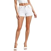 Hybrid & Company Womens Mid Rise Denim Stretchy Jean Shorts with Pockets