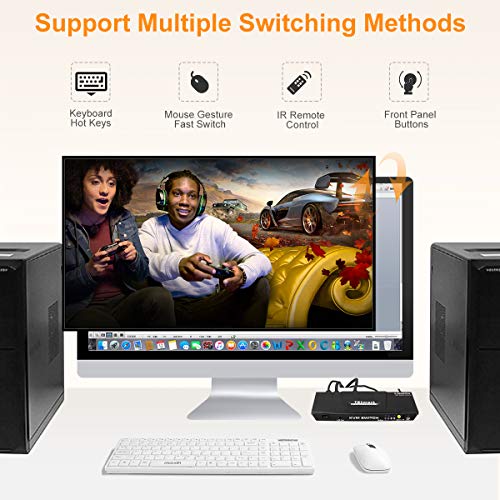 Adaptateur Displayport Vers Hdmi TESmart 4 Ports HDMI KVM Switch 4K@60Hz 4:4 :4 Ultra HD | Commutateur KVM 4 En 1 Avec 2 Câbles Ugreen Kvm