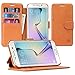 Galaxy S6 Edge Case, SHIELDON Genuine Leather Samsung Galaxy S6 Edge Wallet Case [Slim] [Card Slots] [Magnetic Flap] Flip Case Cover with Stand for Samsung Galaxy S6 Edge, Brown