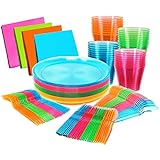 Bright Neon Party Supplies Set - Serves 32 Guest, Includes Plates 9