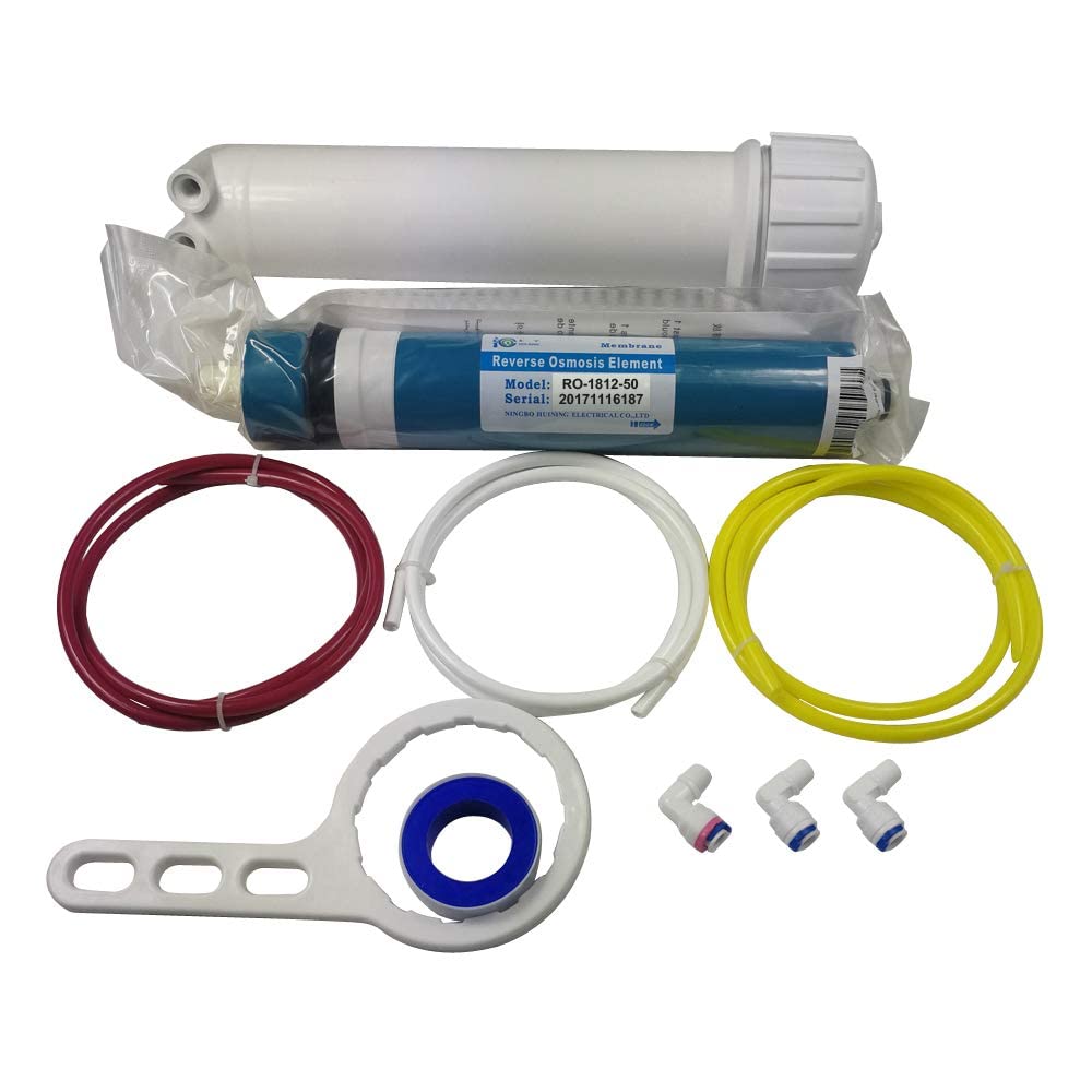 Photo 1 of Huining Reverse Osmosis Membrane 50GPD-1812/2012 RO Membrane Housing Kit with 1/4 Quick Connector,Check valve,Water Pipe,Wrench Whole Set for Residential Household Hospital Water Filtration System