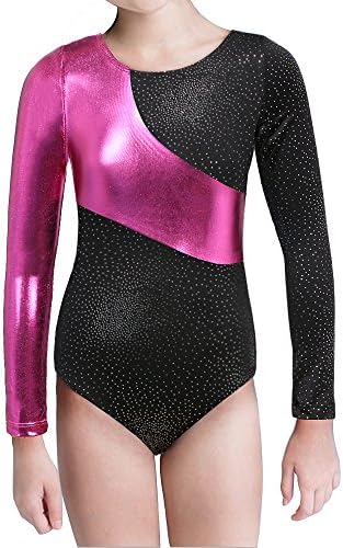 XiaoMoShaGymnastics Leotards for Girls Long Sleeve Kids Unitards Dancewear Sparkle Rainbow Mermaid Ribbons Tumbling Outfits