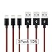 AOFU iPhone Cable,3Pcs 10FT Nylon Braided Lightning Charger to Cable Data Syncing Cord Compatible with iPhone 7/7 Plus/6S/6S Plus,SE/5S/5,iPad,iPod Nano 7(Black Red)