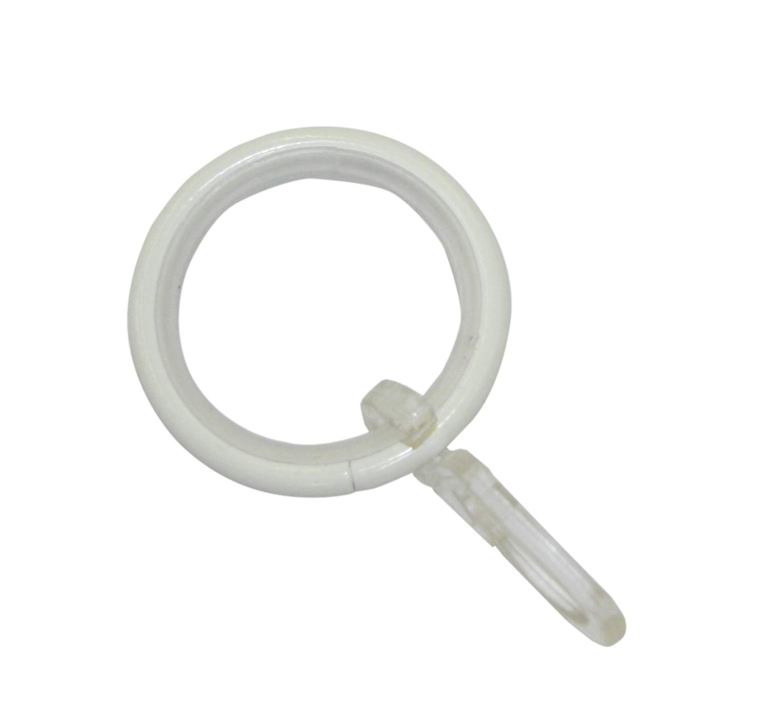 GARDINIA Curtain Rings for Curtain Rods with Diameter 16 mm - 20 mm, with Sliding Insert and Curtain Hooks, Pack of 10, Width 4 mm, Crete, Metal/Plastic, White
