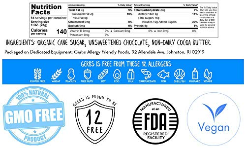 Jumbo Dark Chocolate Chips, 4 LBS (68% Cacao) by Gerbs - Top 12 Food Allergy Free & NON GMO - Product of Canada