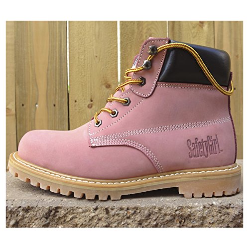 Safety Girl Steel Toe Work Boots - Light Pink