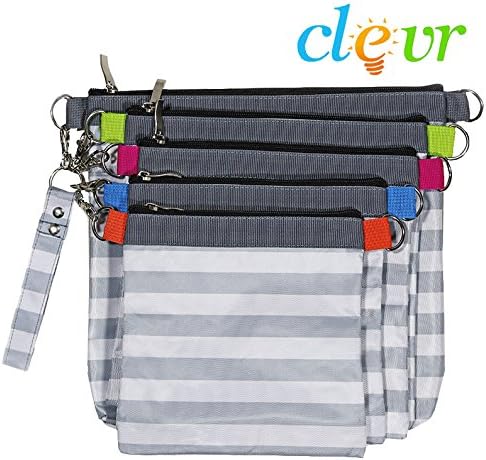 Clevr Diaper Bag Organizer Pouches, 4 Mesh and 1 Wet Bag, Set of 5 Versatile Files Organizer Insert Bags with Zipper