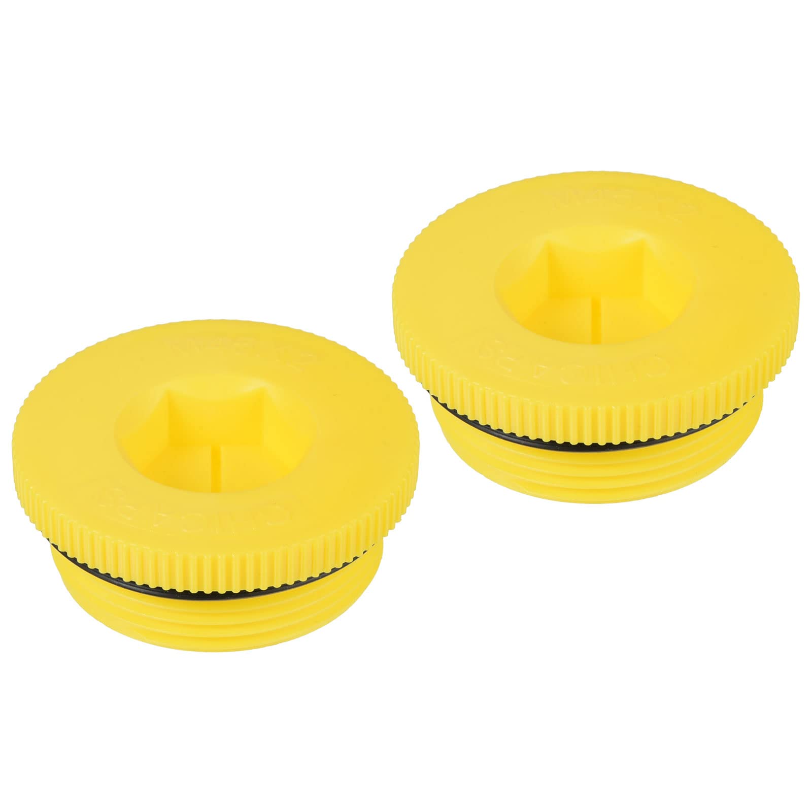 PATIKIL Hold Plugs M45x2, 2 Pack PP Plastic Male Threaded Hex Socket Sealing Screw End Cap, Yellow