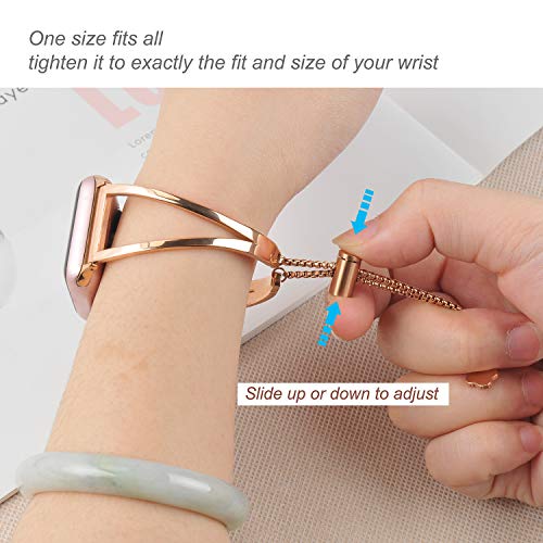 hooroor Bracelet Compatible for Apple Watch Band 38mm 40mm, Feminine Bangle Cuff with Clover Pendant for iWatch Bands Series 4 3 2 1 Stainless Steel Metal Wristband Strap, Silver-38mm 40mm