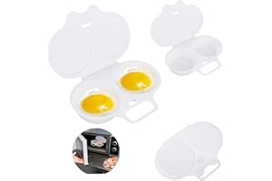 1Pc White Microwave Egg Poacher, 2-Cavity Nonstick Poached Egg Maker with Lid, Double Drain Egg Cups Cookware, Microwave Cook