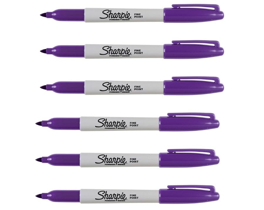 Sharpie Permanent Markers, Fine Point, Purple – Pack of 6 – Vibrant, Quick-Drying & Fade-Resistant Ink for Art, Crafts, DIY & Office Use