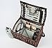 Picnic Beyond Wicker & Wood Picnic Basket for 4 PB1-3383A 32pcs Dar Brown Color Wine Bag Cheese Sets