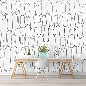 Wall Murals for Bedroom Abstract Geometric Lines Removable Wallpaper Peel and Stick Wall Stickers - 66x96 inches
