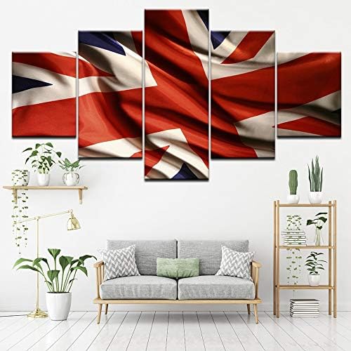 Juntop Pintura De La Lona Bandera Del Reino Unido 5 Piezas Arte De