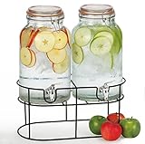 Simple Flow - Double Mason Jar Glass Drink Beverage Dispenser - 1.5 gallons each