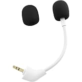 Mic Replacement Boom Compatible with HyperX Cloud II/Core/CloudX 2nd Gen (After Produced 2021) &ndash; Straight Jack Gaming Microphone, Noise Cancelling 3.5mm Mic with Foam Cover,White