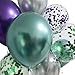 Mermaid Party Balloons Supplies Birthday Decorations Pack of 32 - Green and Purple Metallic Balloons with Glitter Confetti Clear Sparkle Decorations Party Balloon Kit for Birthday
