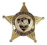 Metal Police Deputy Sheriff GOLD 5-Point Star Uniform Costume Theater Badge Shield