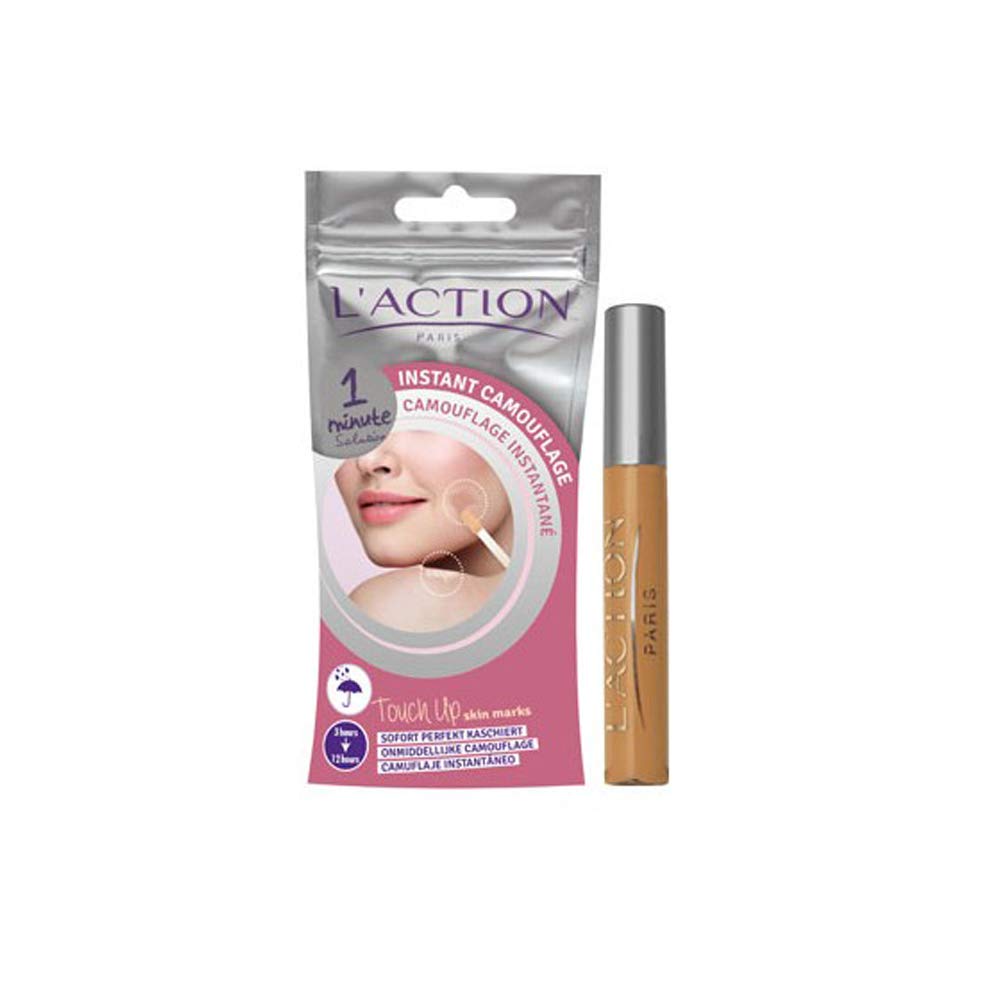 L'Action Paris Instant Camouflage, Conceals Dark Marks and Blemishes, Instant Touch Up, Hides the Appearances of Birthmarks and Scars, Buildable Coverage, Medium Beige 10g
