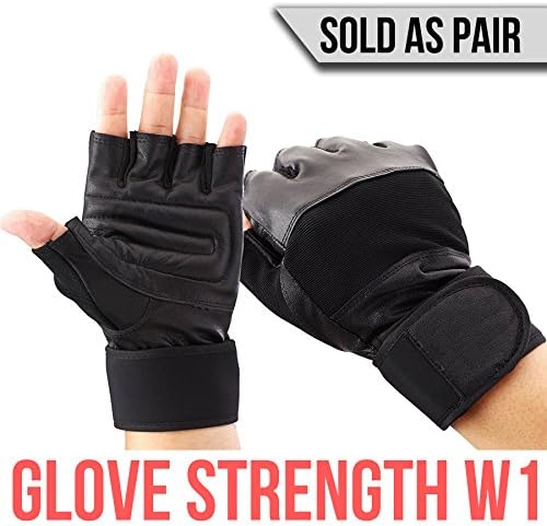 147th Gloves Strength W1 - Durable Tactical Workout Gym Leather Gloves Wraps with Wrist Support - For Elite Athletes: Military, Powerlifting, Bodybuilding, and Weight Lifting - Sold as Pair (Small)