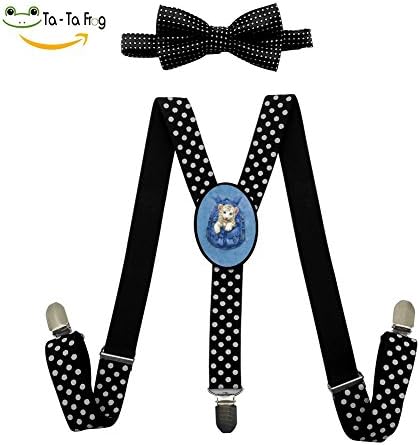Backpack White Tiger Adjustable Suspenders And Pre-Tied Bowtie Set For children Casual And Formal Black