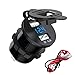 CHGeek Dual USB Charger Socket Power Outlet Waterproof Marine 2.1A & 2.1A (4.2A) with Voltmeter LED Digital Display for 12V/24V Car RV Boat Motorcycle Mobile (2.1A&2.1A)