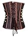 Charmian Women's Steampunk Gothic Vintage Steel Boned Brocade Overbust Corset with Chains Dark-Brown Small
