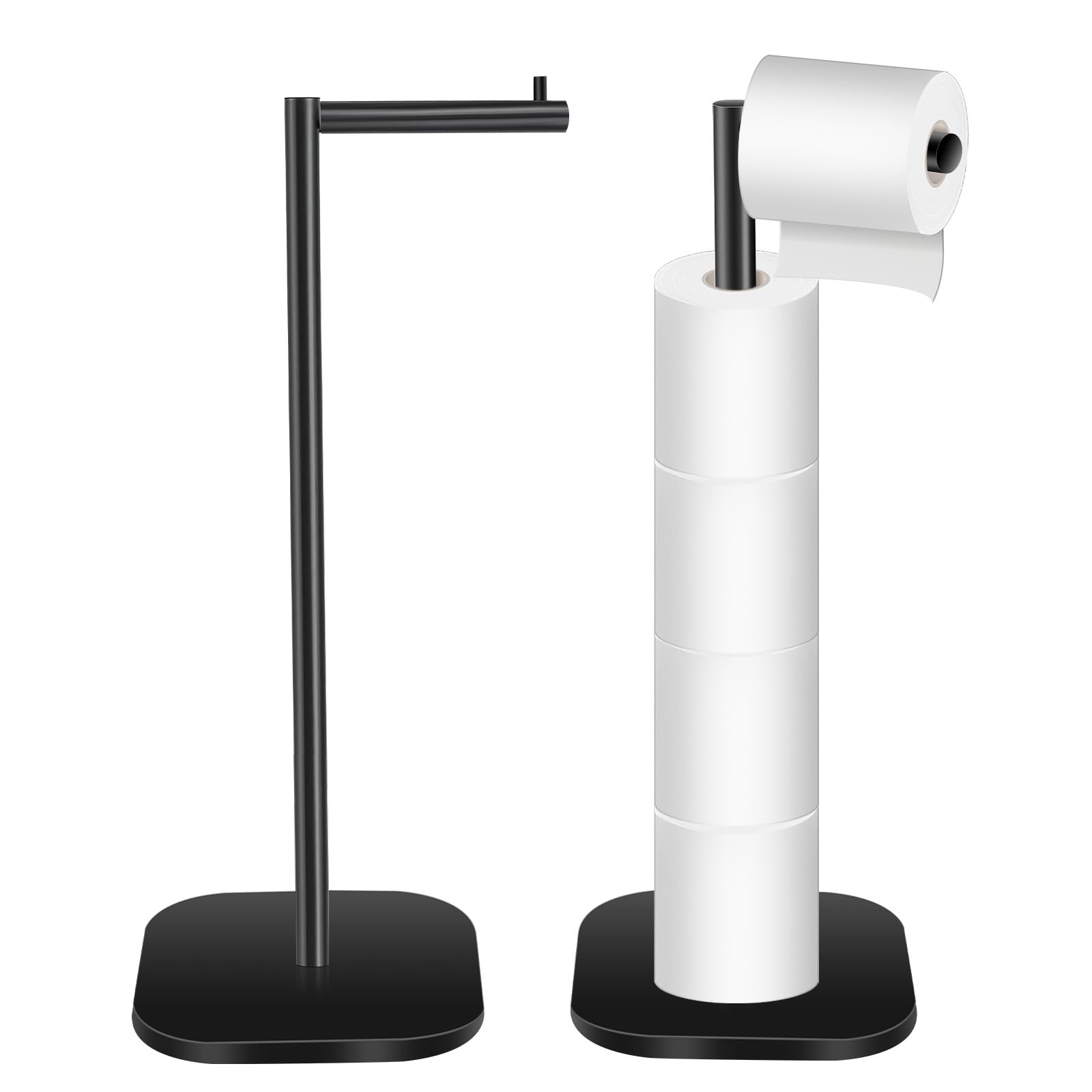Photo 1 of **UNTESTED**
OGGZAQA Toilet Paper Holder Stand Freestanding - Matte Black Stainless Steel Bathroom Storage Organizer - Non-Slip Rust Proof Tissue Roll Dispenser for Bathroom