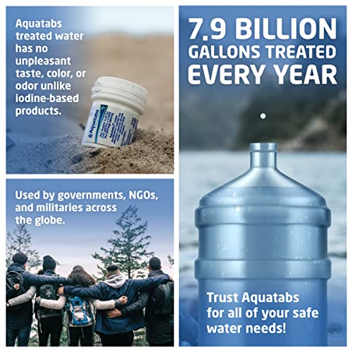 Aquatabs 397mg Water Purification Tablets (100 Pack). Water Filtration System for, Camping