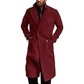 Runcati Mens Wool Blend Casual Trench Coat Notched Collar Lapel Long Jacket Double Breasted Classic Winter Overcoat