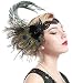 BABEYOND 1920s Flapper Peacock Feather Headband 20s Sequined Showgirl Headpiece (Style-4)