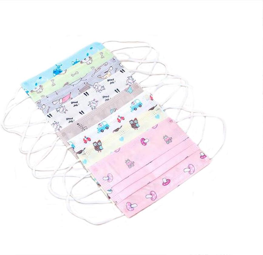 Flyusa 50 Pcs Cute Print Disposable Non-Woven Fabric Breathable Earloop Face Mask Dust Filter Mouth Cover for Kids Children
