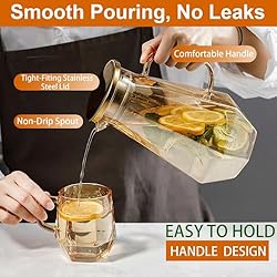 Glass Pitcher,60 oz/1.8 Liter Water Pitcher With