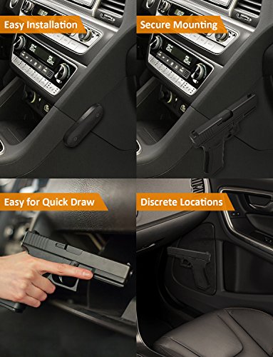 Magnetic Gun Mount | Rubberized 75 lbs Rated Gun Magnet | Gun Magnet Mount-Concealed Holder for Car, Handgun, Pistol, Rifle, Shotgun, Revolver - Thumbnail 4