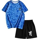 ATAVA Boys Quick Dry Athletic Short-Sleeve T- Shirt and Active Mesh Shorts Set