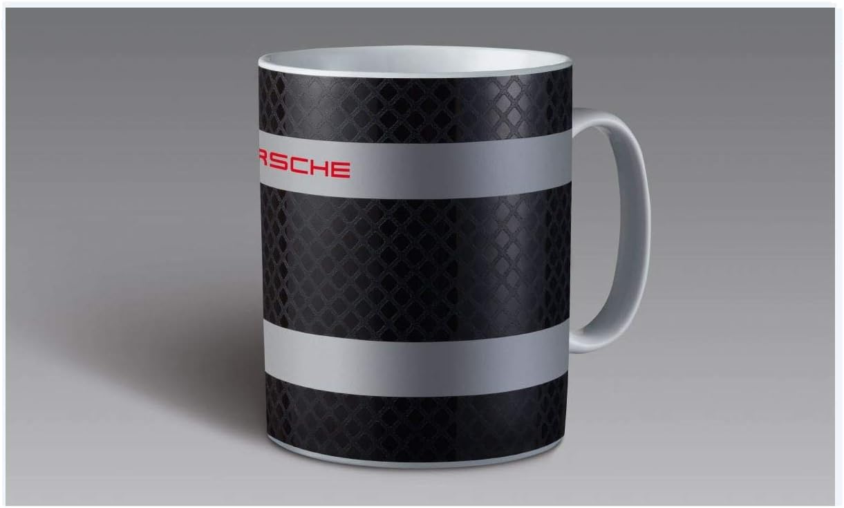 Genuine Porsche Crest Racing Mug Black/Grey Amazon.co.uk Kitchen & Home
