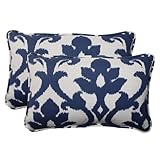 Pillow Perfect Outdoor Bosco Corded Rectangular Throw Pillow, Navy, Set of 2