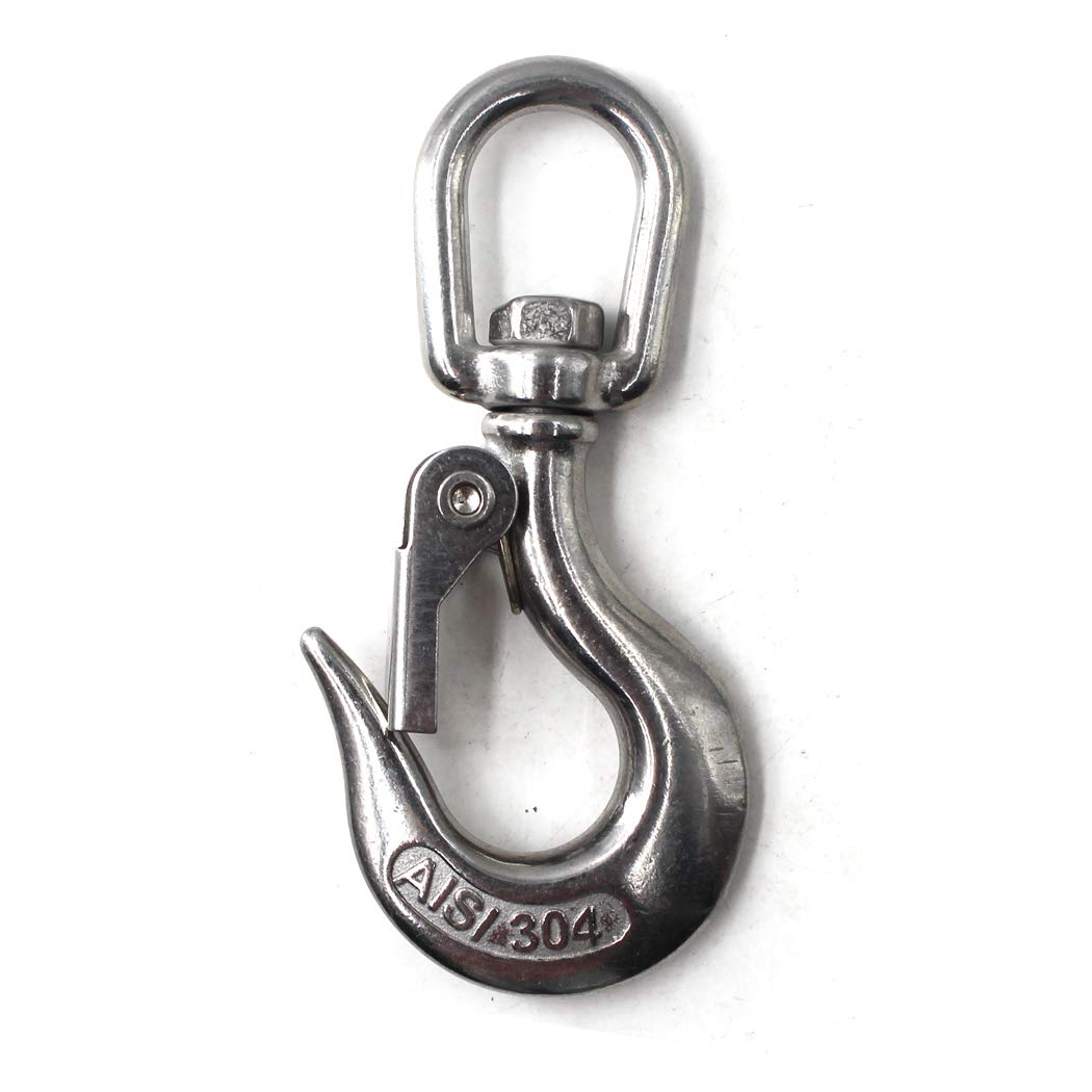 Flomore 304 Stainless Steel Lifting Hook Heavy Duty Lifting Safety Hook Rotatable WLL 650 KG (Pack of 1)