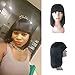 Enoya Human Hair Bob Wigs with Bangs Brazilian Yaki Machine Made Glueless Short Wigs (12