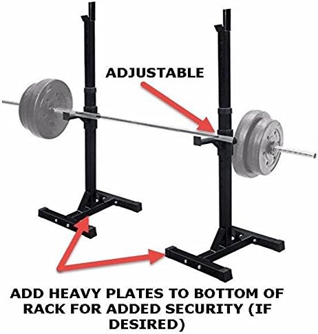 Muorka Pair of Adjustable Squat Stand Free Bench Press Stands Solid Steel Barbell Rack