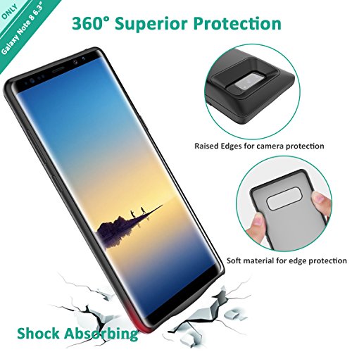 Galaxy Note 8 Battery Case, Stoon 5500mAh Portable Charger Case Rechargeable Extended Battery Pack Protective Backup Charging Case Cover for Samsung Galaxy Note 8(6.3Inch) (Black)