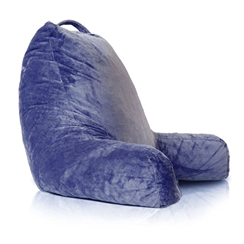 X-Large Reading Pillow Premium Comfort, Fits All Ages â€“ Soft, Breathable, Velour Cover, Perfect for sitting in bed - 4 YEAR WARRANTY (Navy Blue)
