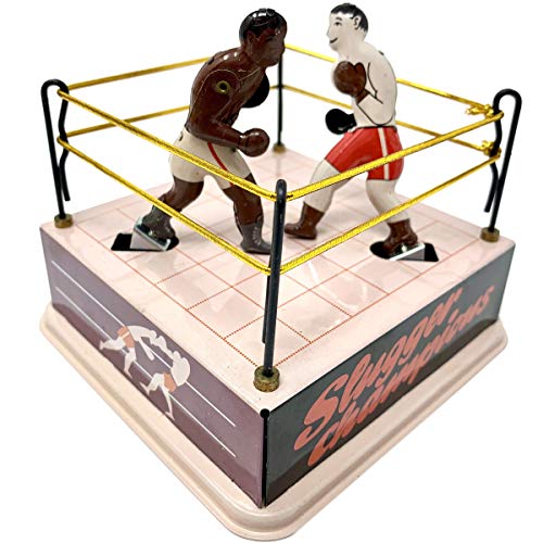 Classic Vintage Clockwork Wind Up Boxing Ring Boxers Children Kids Tin Toys with Key