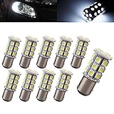 Motorus93 10 X 1157 BAY15D 5050 27-SMD 1157A 7528 2057 2357 LED HID White Turn Signal Parking Light