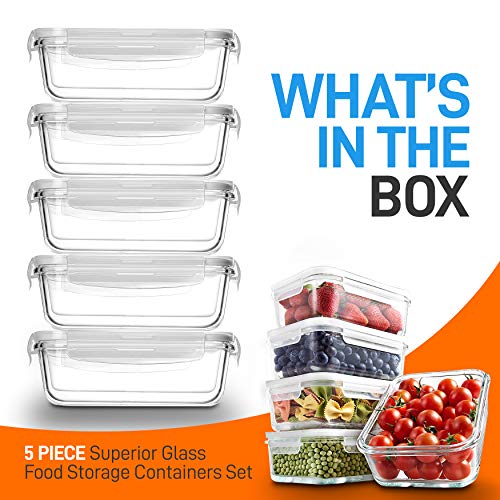 NutriChef 10Piece Superior Glass Food Storage Containers Set (5